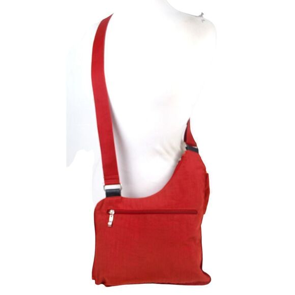 baggallini RED NYLON CANVAS URBAN MESSENGER X-BODY ORGANIZER SHOULDER BAG PURSE - Picture 5 of 16
